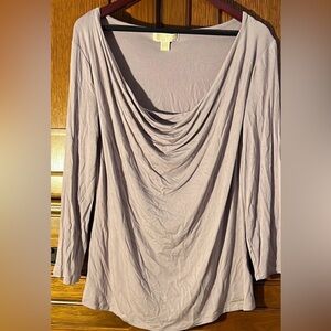 MICHAEL Michael Kors Drape Cowl Neck Pullover Long Sleeve Mauve Stretch Loose